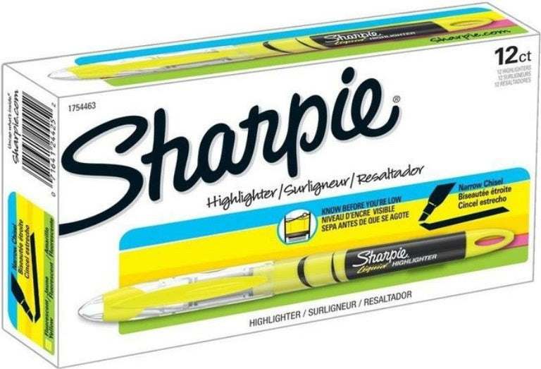 Sharpie Highlighters Liquid Chisel Tip Yellow 12pk