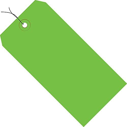 Fluorescent Green Shipping Tags Pre-Wired 4 3/4" x 2 3/8" 13pt 1000cs