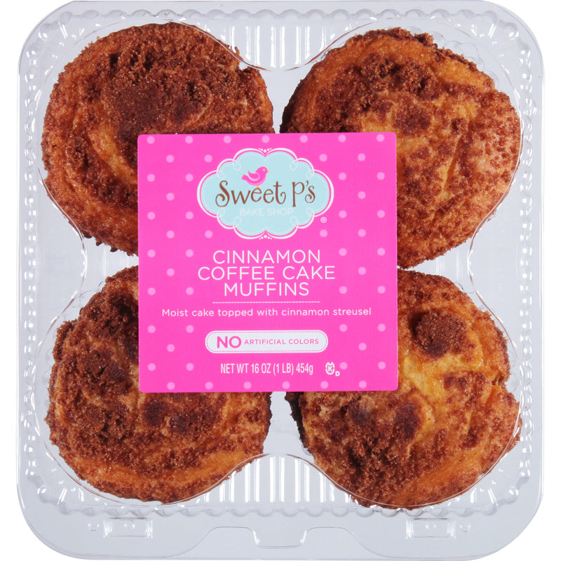 Sweet Ps Bake Shop Muffins Cinnamon Coffee Cake 16oz 4pk
