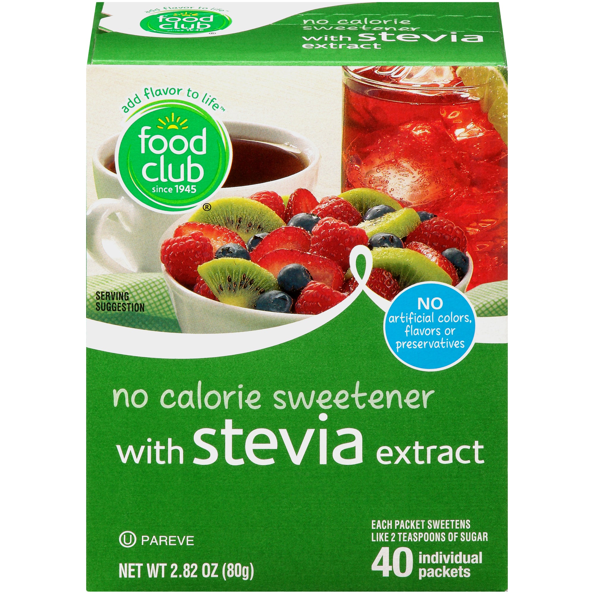 Food Club Stevia Sweetener 2.82oz 40pk