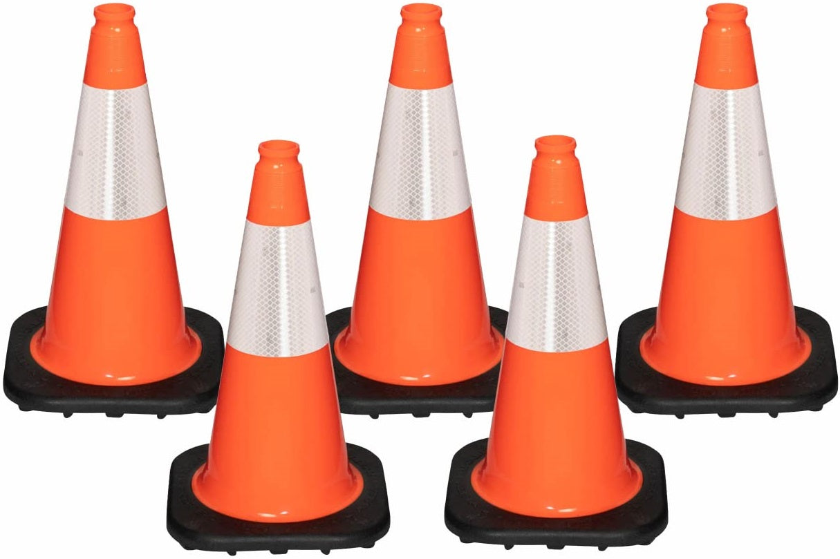 Orange Cone with One 6in 3M Reflective Collar White 18" 5pk