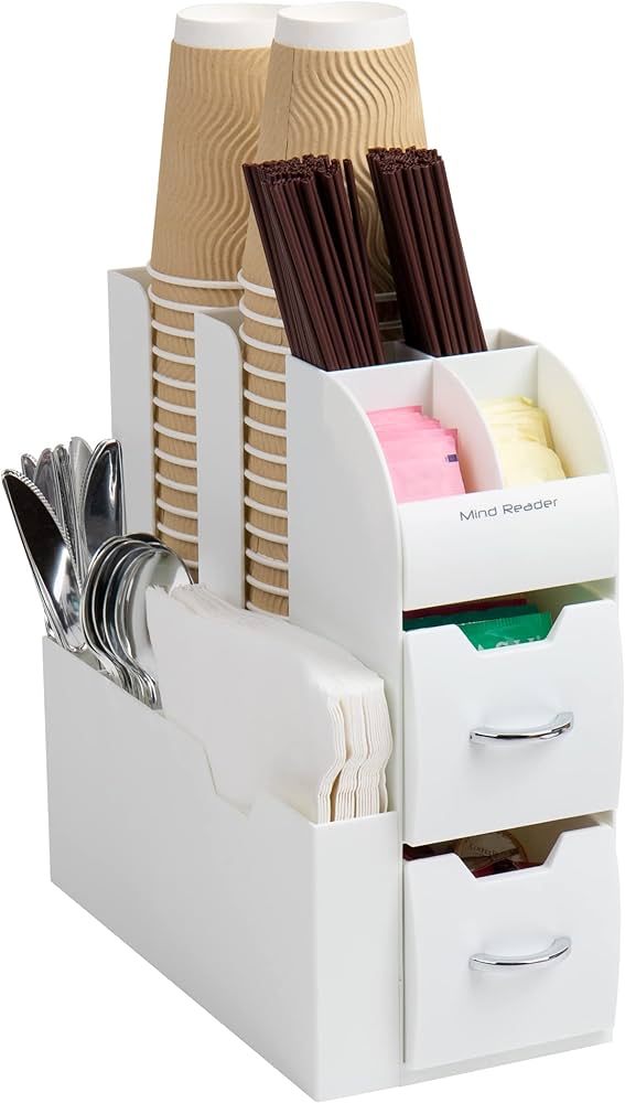 Mind Reader Coffee Condiment Organizer White 6"x12"x12"