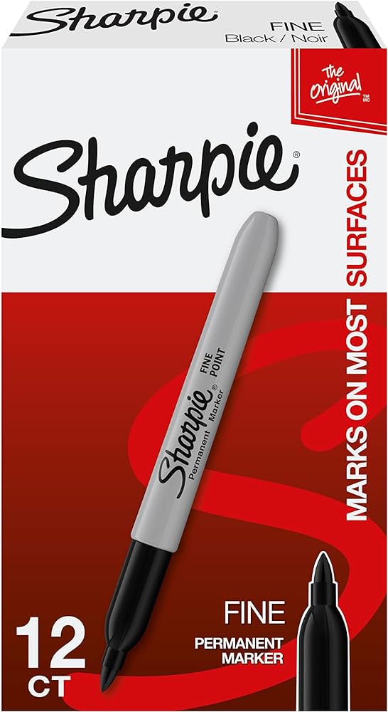 Sharpie Permanent Marker Fine Tip Black 12ct