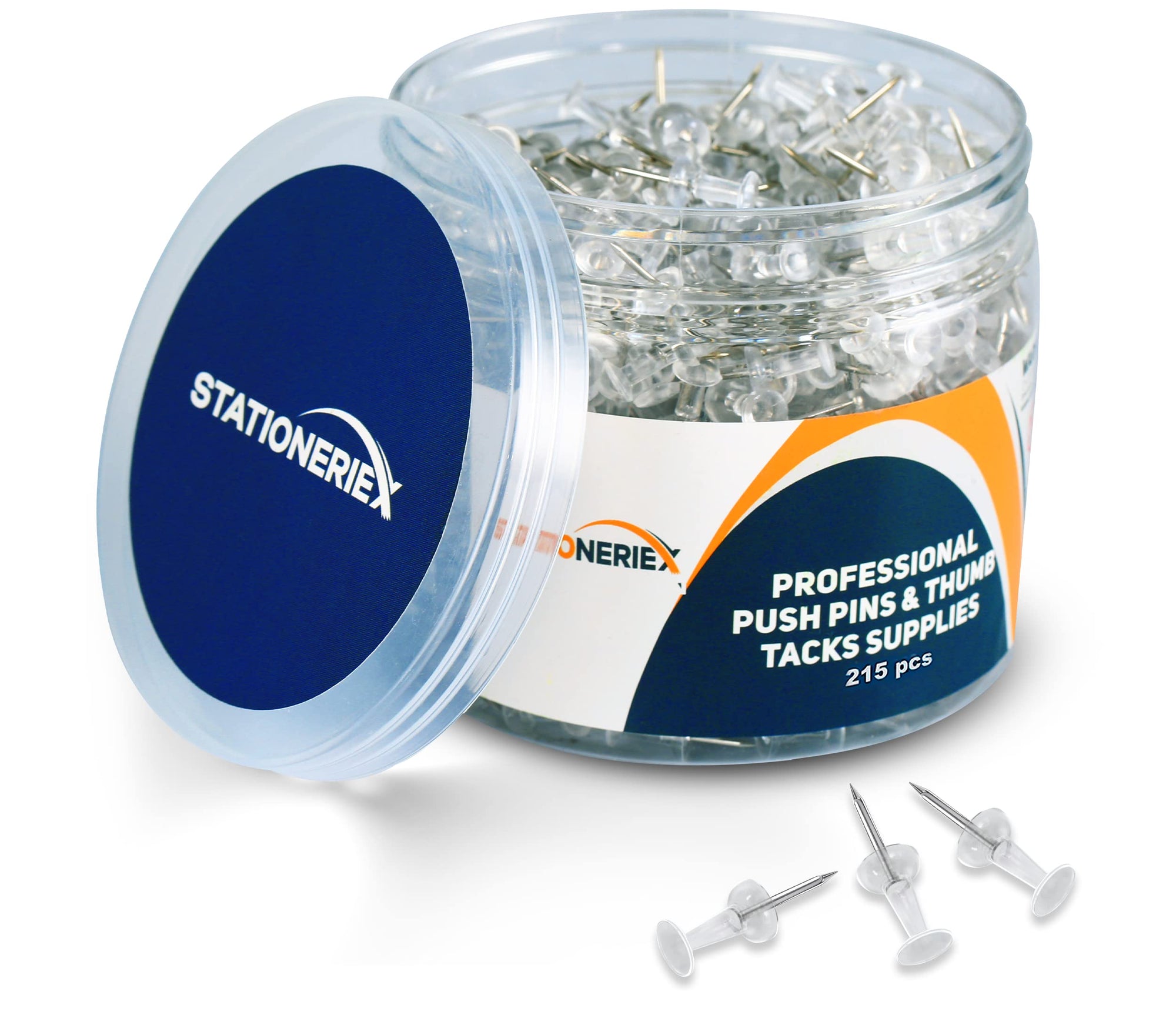 Push Pin Thumb Tacks Plastic Clear 215pk