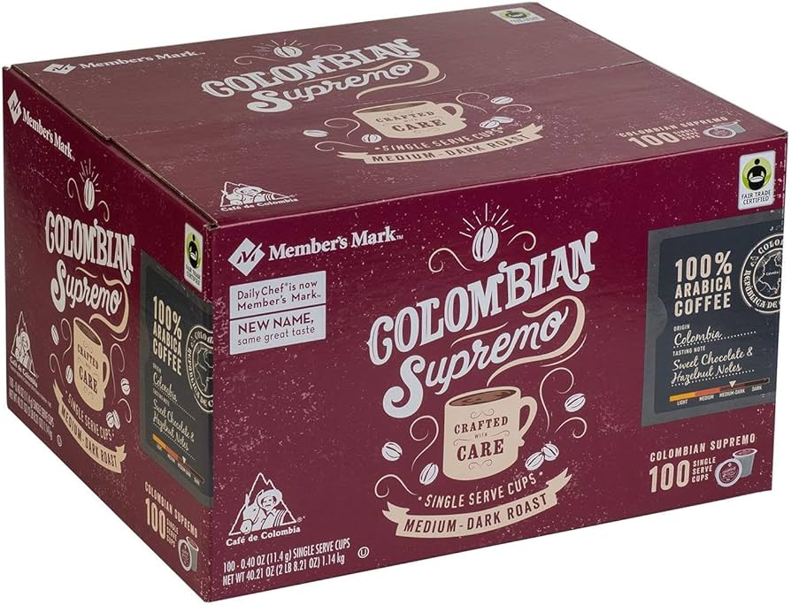 Members Mark Coffee Colombian Supremo Medium Dark Roast K-Cup 100pk