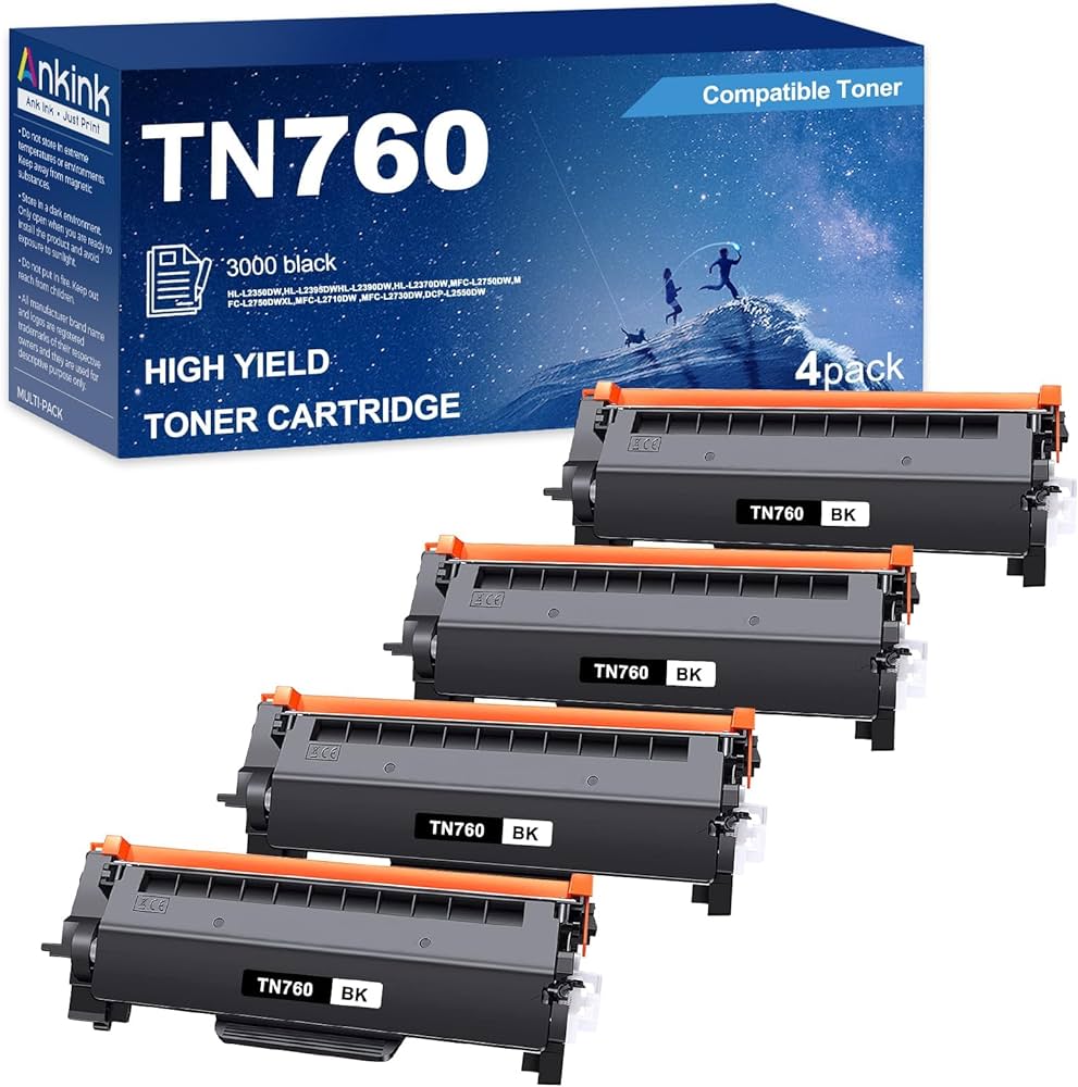 Ankink High Yield Toner Cartridge Replacement for Brother TN760 TN730 4pk