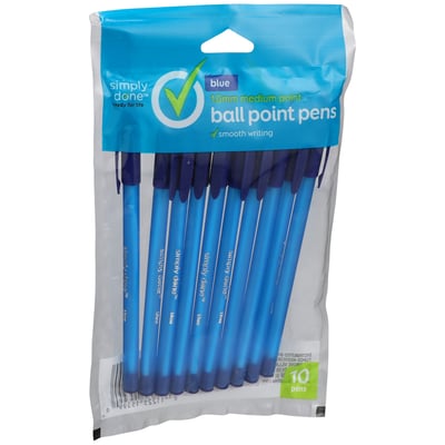 Simply Done Ball Point Pens Blue 10pk