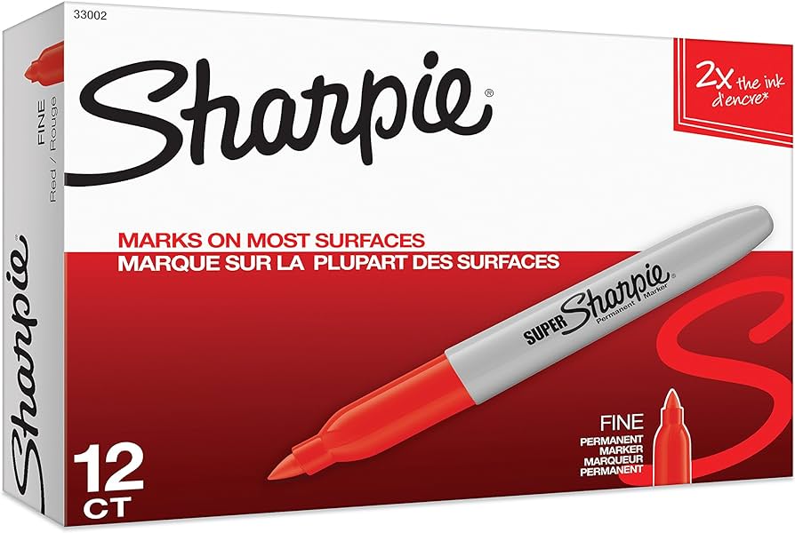 Sharpie Permanent Marker Fine Tip Red 12ct
