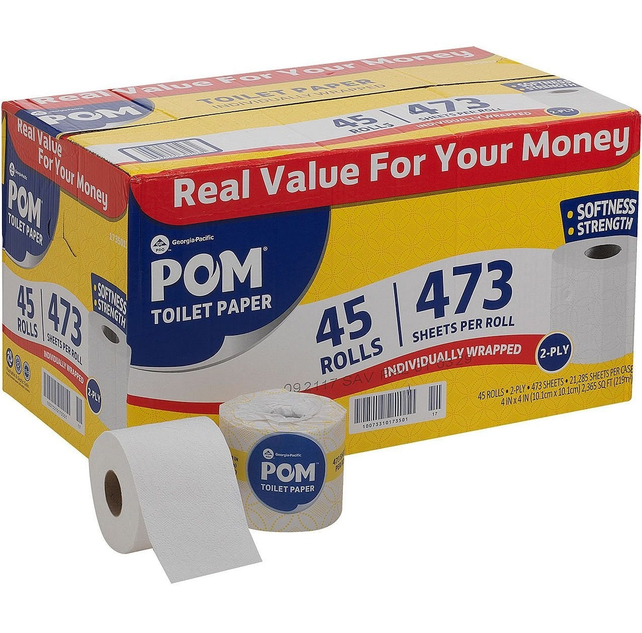 Pom Toilet Paper 2ply 473sheets/roll 45rolls