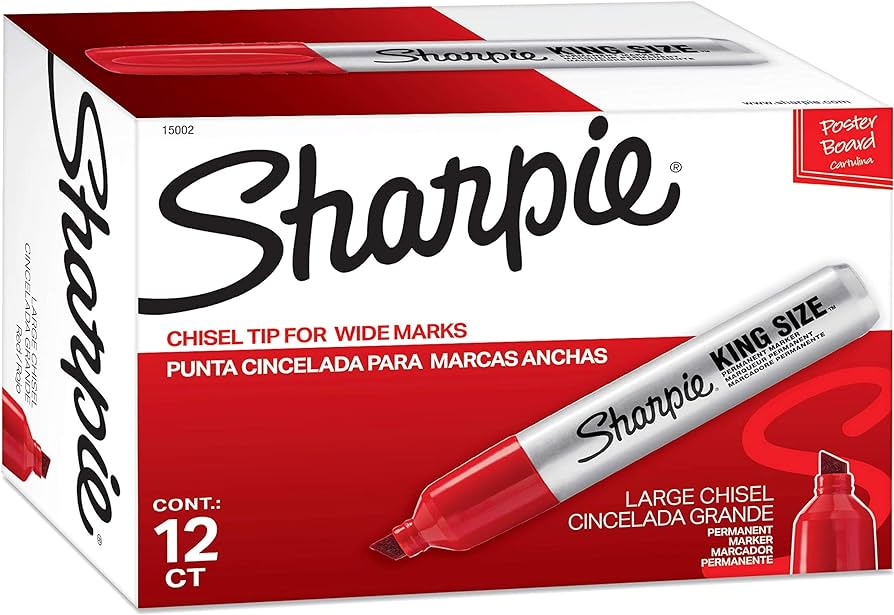 Sharpie Permanent Marker Chisel King Size Red 12pk