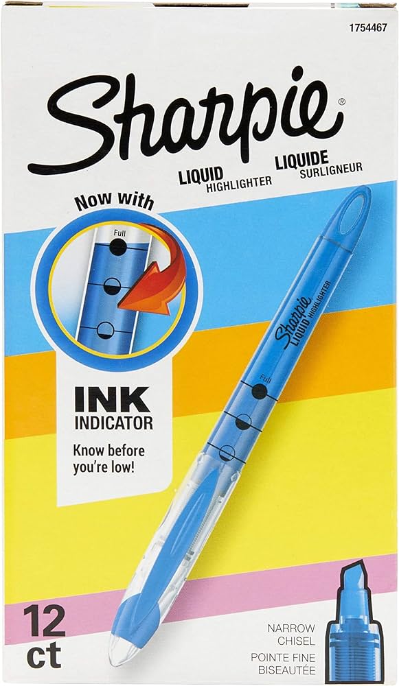 Sharpie Highlighters Liquid Chisel Tip Blue 12pk