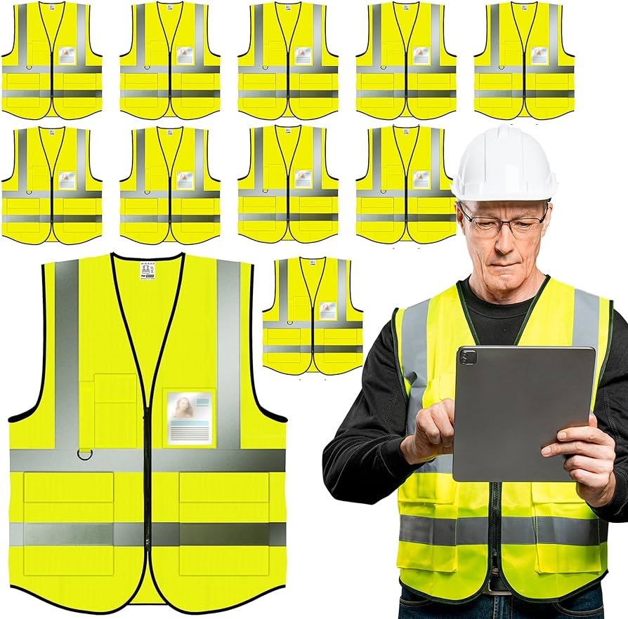 PeerBasics Safety Vests Yellow Hi Viz One Size 10pk