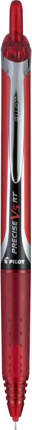 Pilot Pen Precise V5 Refillable Liquid Ink Rolling Ball Extra Fine Point 0.5mm Red Ink 12pk