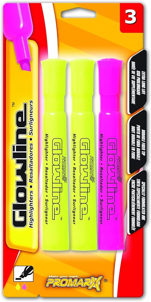 Promarx Highlighters Assorted Colors 3pk