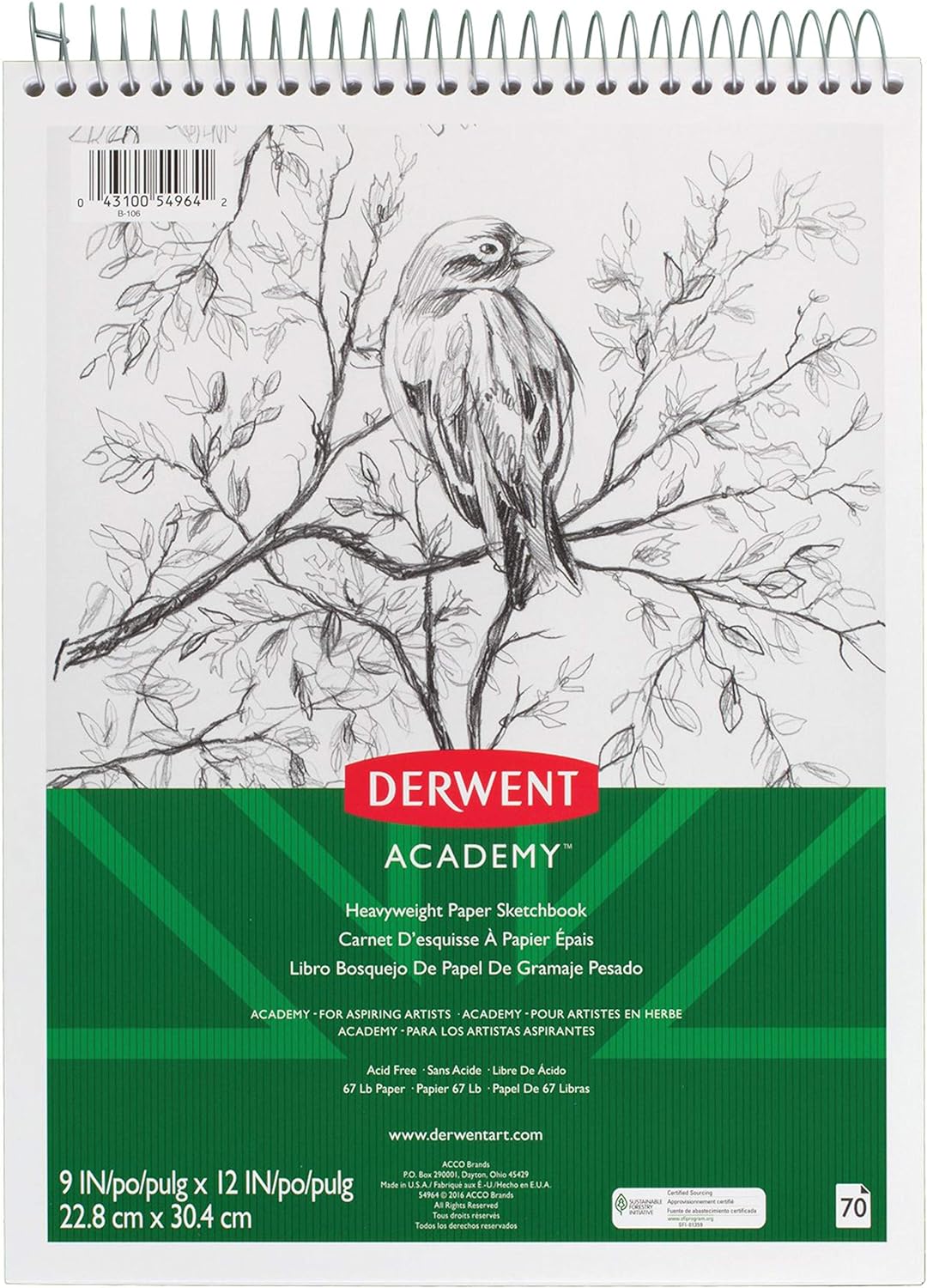 Derwent Sketchbook Heavyweight Paper 9"x12" 70pg