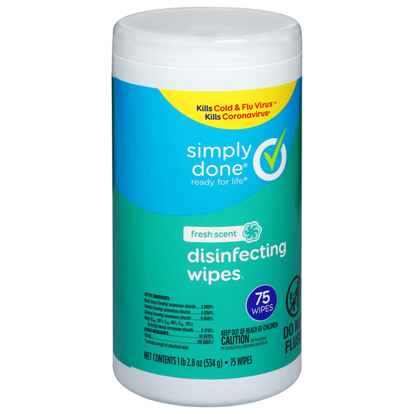 Simply Done Disinfecting Wipes Fresh 75ct