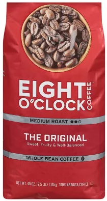Eight O Clock Coffee Original Medium Roast Whole Bean 40oz