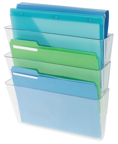 Deflecto 73501 Docupocket Three Pocket File Partition Set with Brackets Letter Clear