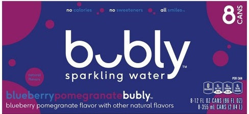 Bubly Sparkling Water Blueberry Pomegranate 12oz 8pk