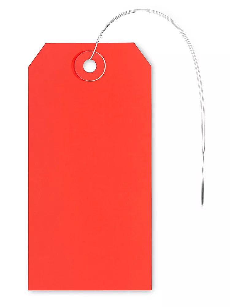 Fluorescent Red Shipping Tags PreWired 4 3/4" x 2 3/8" 13pt 1000cs