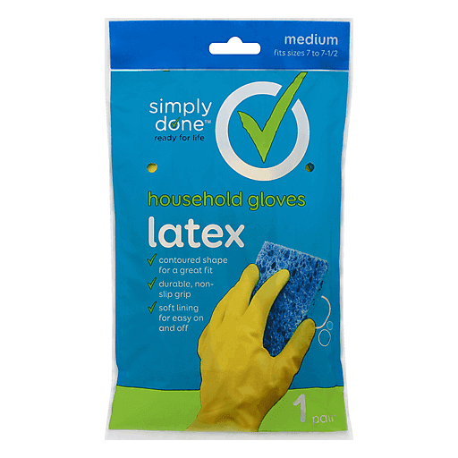 Simply Done Latex Lined Gloves Medium 6pk