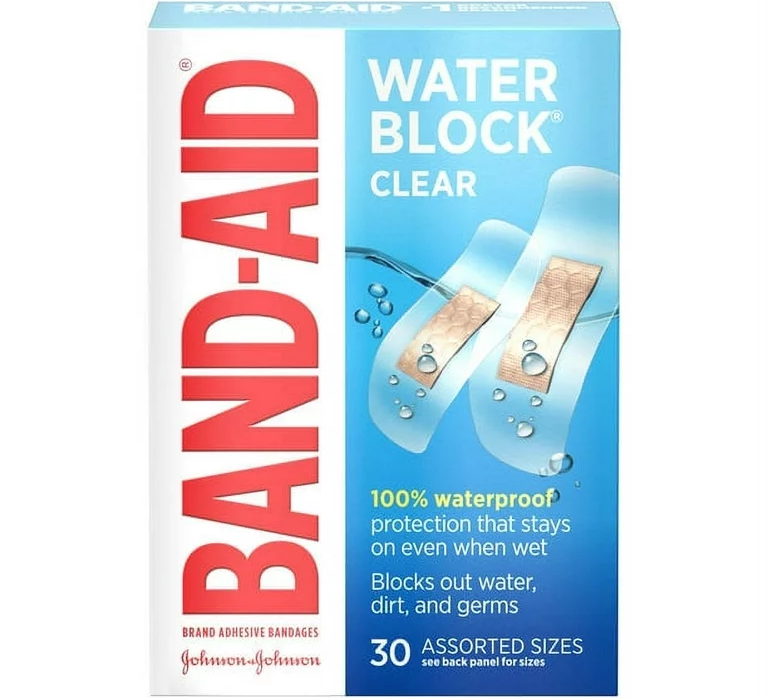 Band-Aid Bandages Clear Water Block Assorted Sizes 30ct