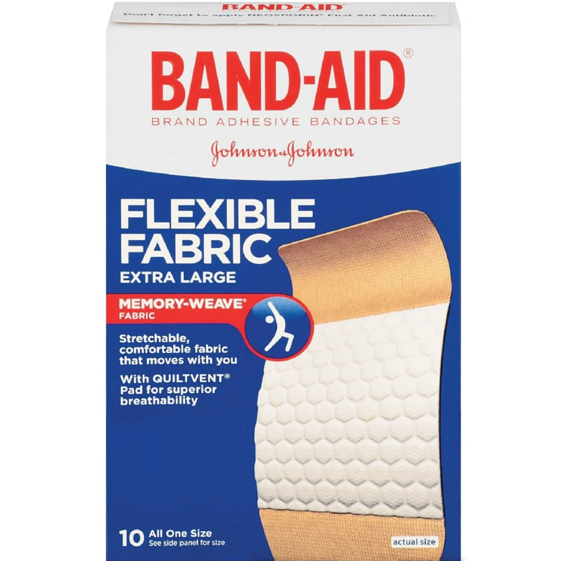 Band-Aid Bandages Flexible Fabric Adhesive Extra Large 10ct