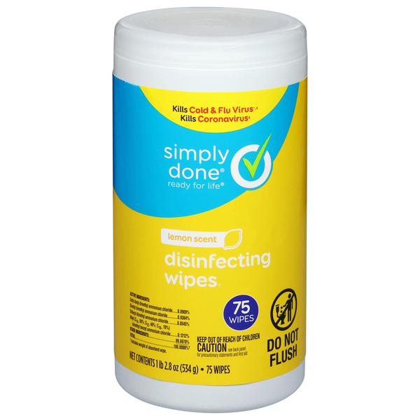 Simply Done Disinfecting Wipes Lemon 75ct