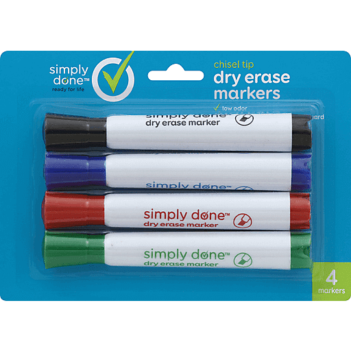Simply Done Dry Erase Markers Assorted Colors 4pk