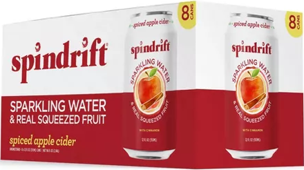 Spindrift Sparkling Water and Real Squeezed Spiced Apple Cider 12floz 8pk