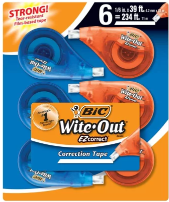 Bic Wite Out Correction Tape 6ct