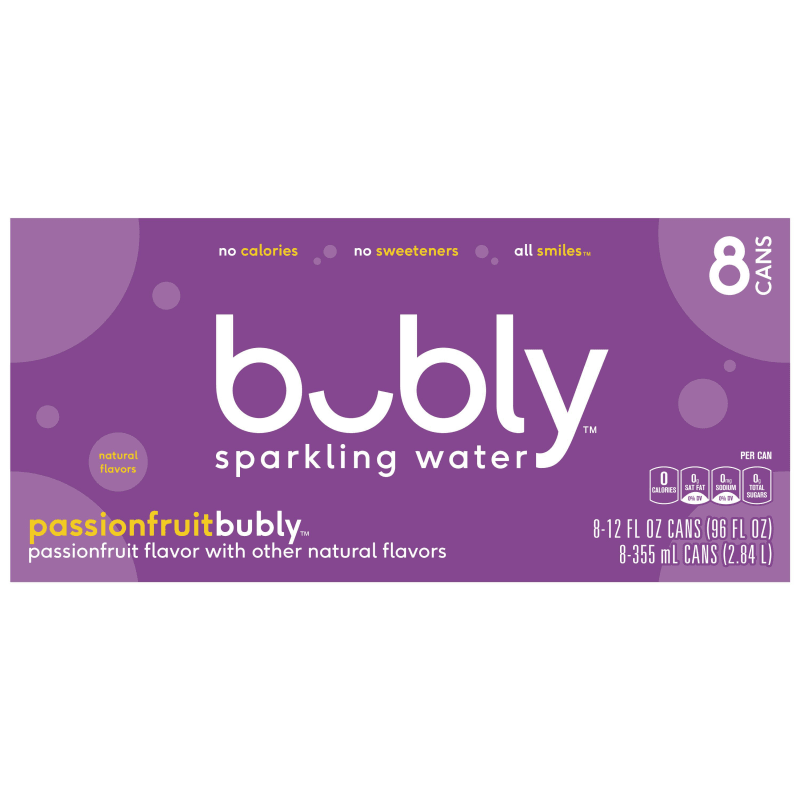 Bubly Sparkling Water Passionfruit 12oz 8pk