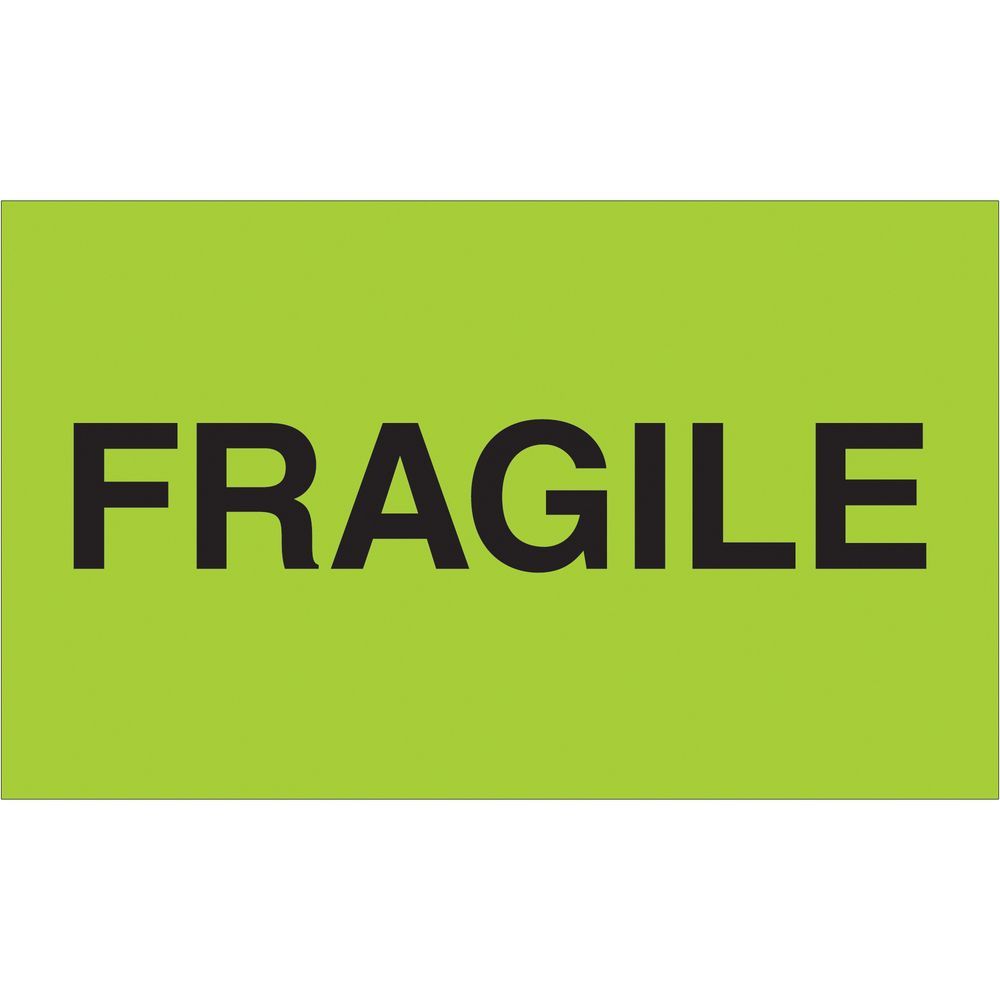 Fluorescent Green Label Fragile 3"x5" 500pk