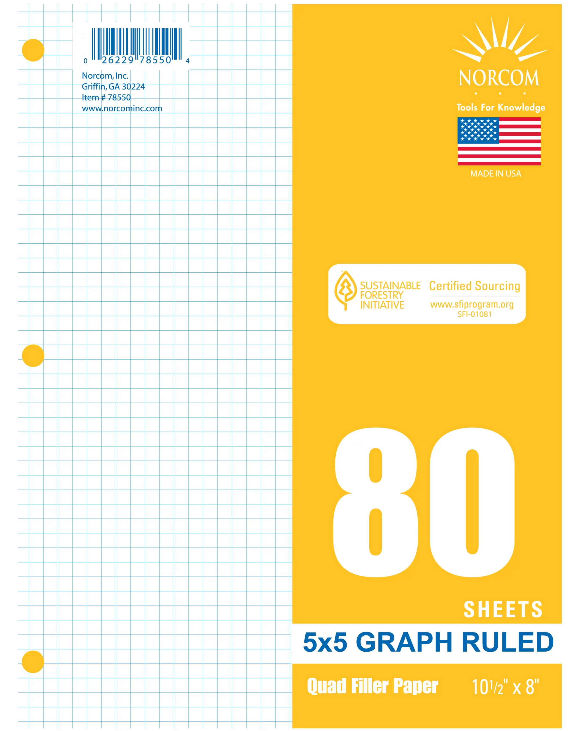 Norcom Filler Graph Ruled Paper 5x5 8"x10.5" 80sheets