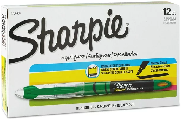 Sharpie Highlighters Accent Liquid Chisel Tip Fluorescent Green 12pk