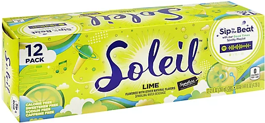 Signature Select Sparkling Water Soleil Lime 12pk