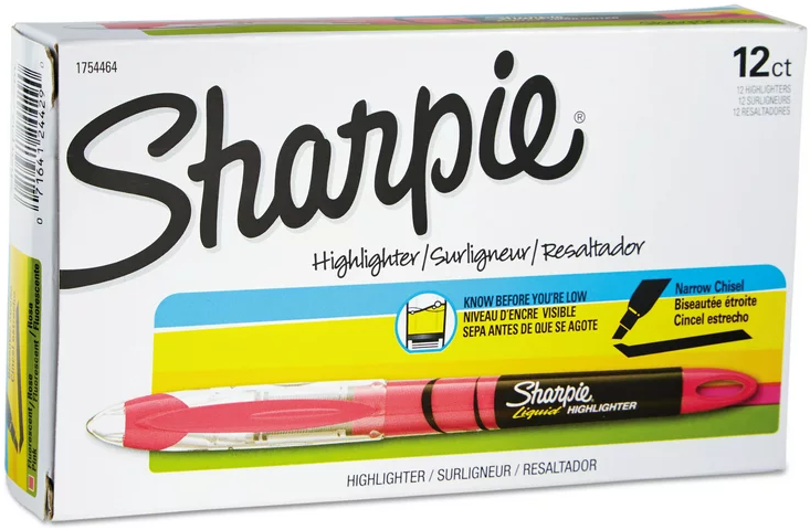 Sharpie Highlighters Accent Liquid Chisel Tip Fluorescent Pink 12pk