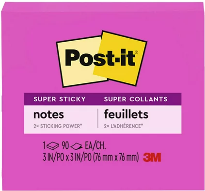Post It Notes Pink 3"x3" 1pk