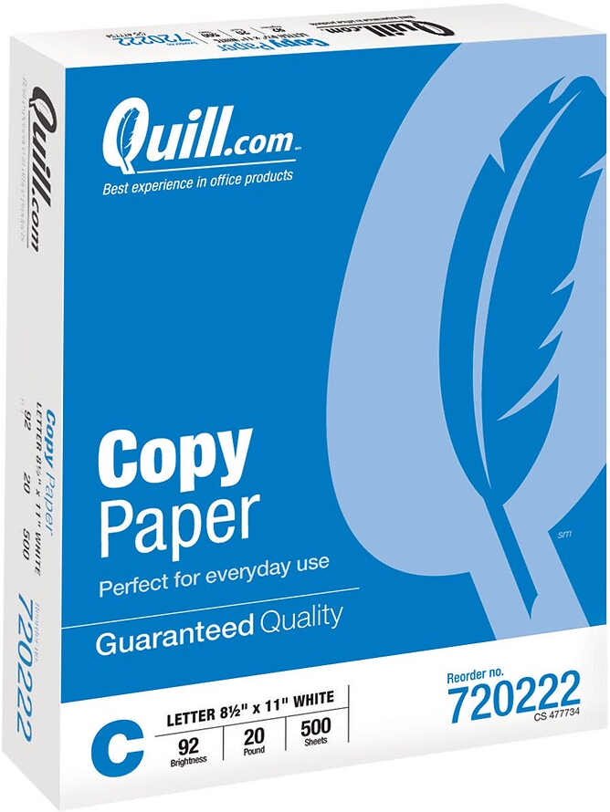 Quill Copy Paper White 8.5"x11" 500sheets 1ream