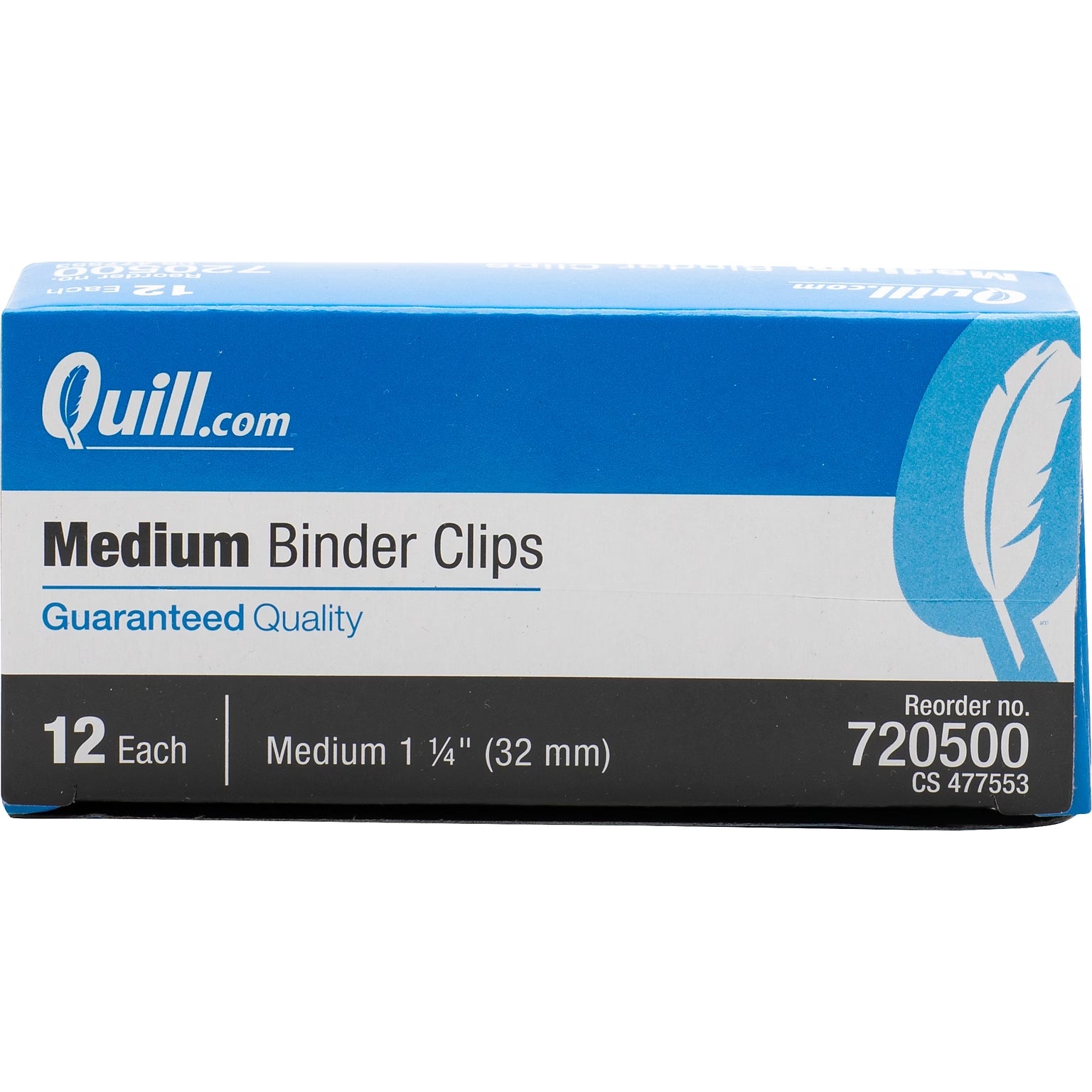 Quill Binder Clips Medium 1.25" 12pk