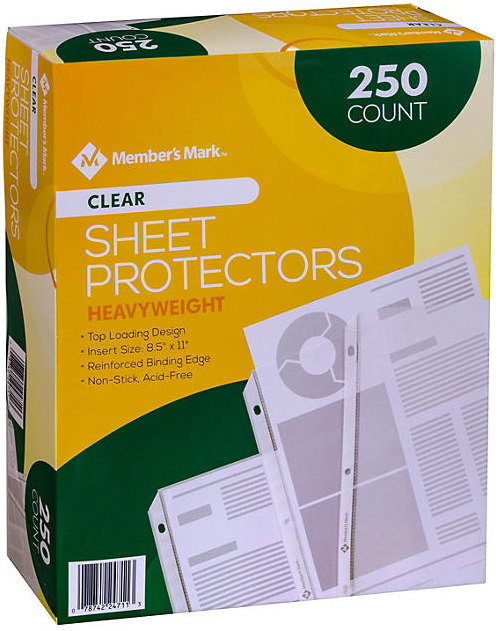 Members Mark Sheet Protectors Non Glare 8.5"x11" 250ct