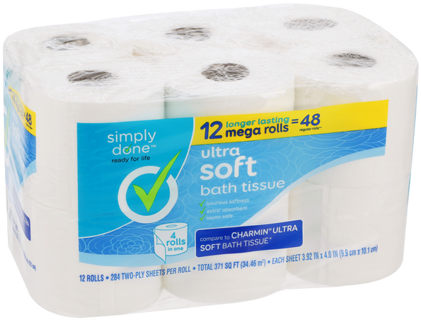 Simply Done Bath Tissue Mega Soft 12pk